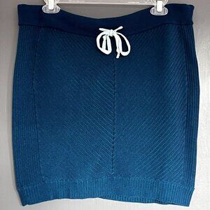 Title Nine Blue Merino Wool Blend Skirt Women Large L Knit Turquoise Athleisure